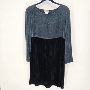 Coldwater Creek Black Colorblock Two-Tone Vtg 90s Grunge Dark Academia Dress PS